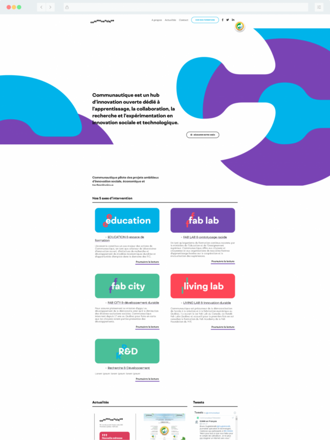 Page d'accueil du site web formations communautique.quebec