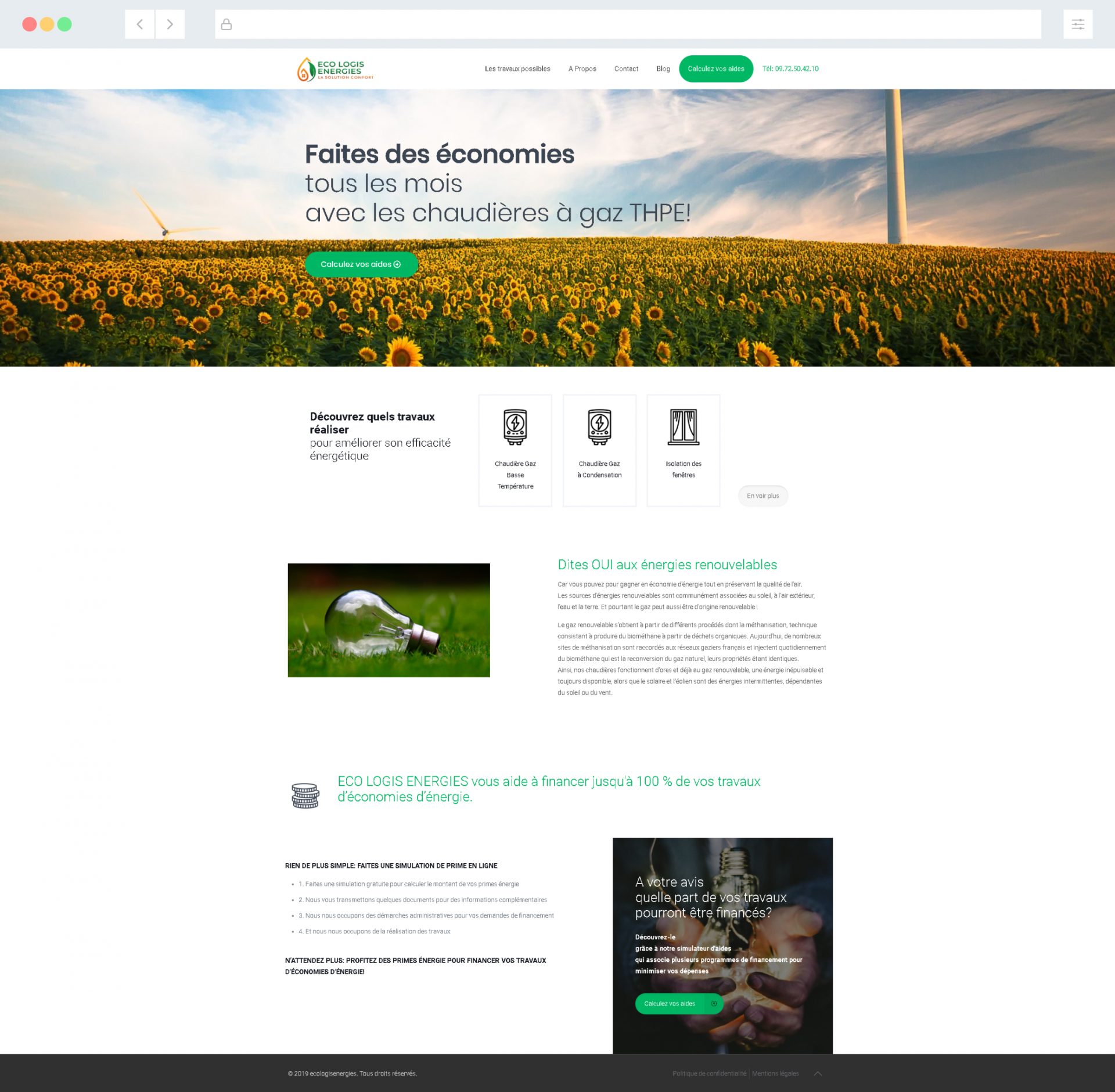 Page d'accueil du site web de devis ecologisenergies.fr