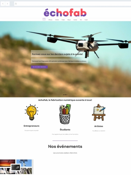 Page d'accueil du site echofab.quebec