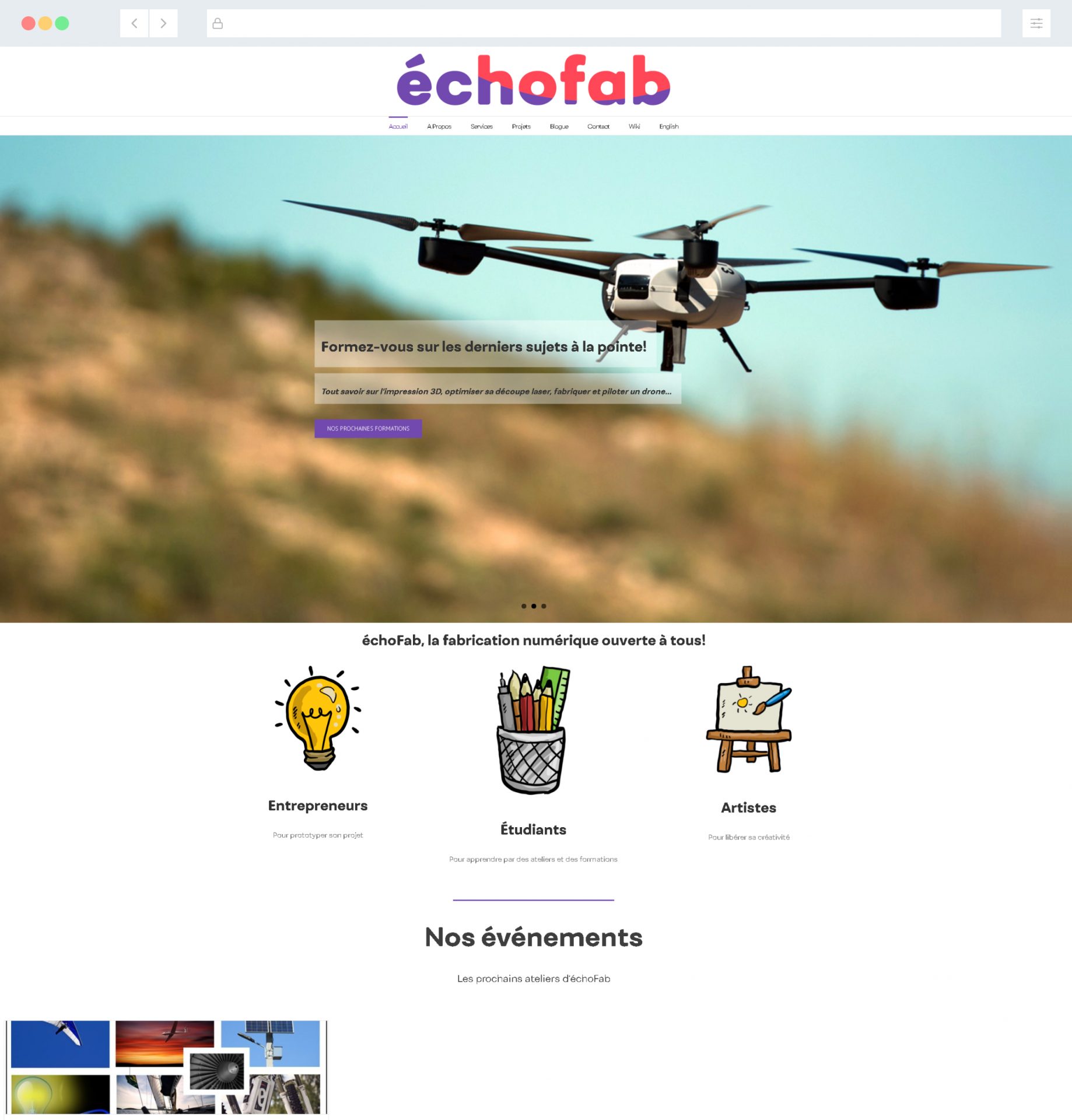 Page d'accueil du site echofab.quebec