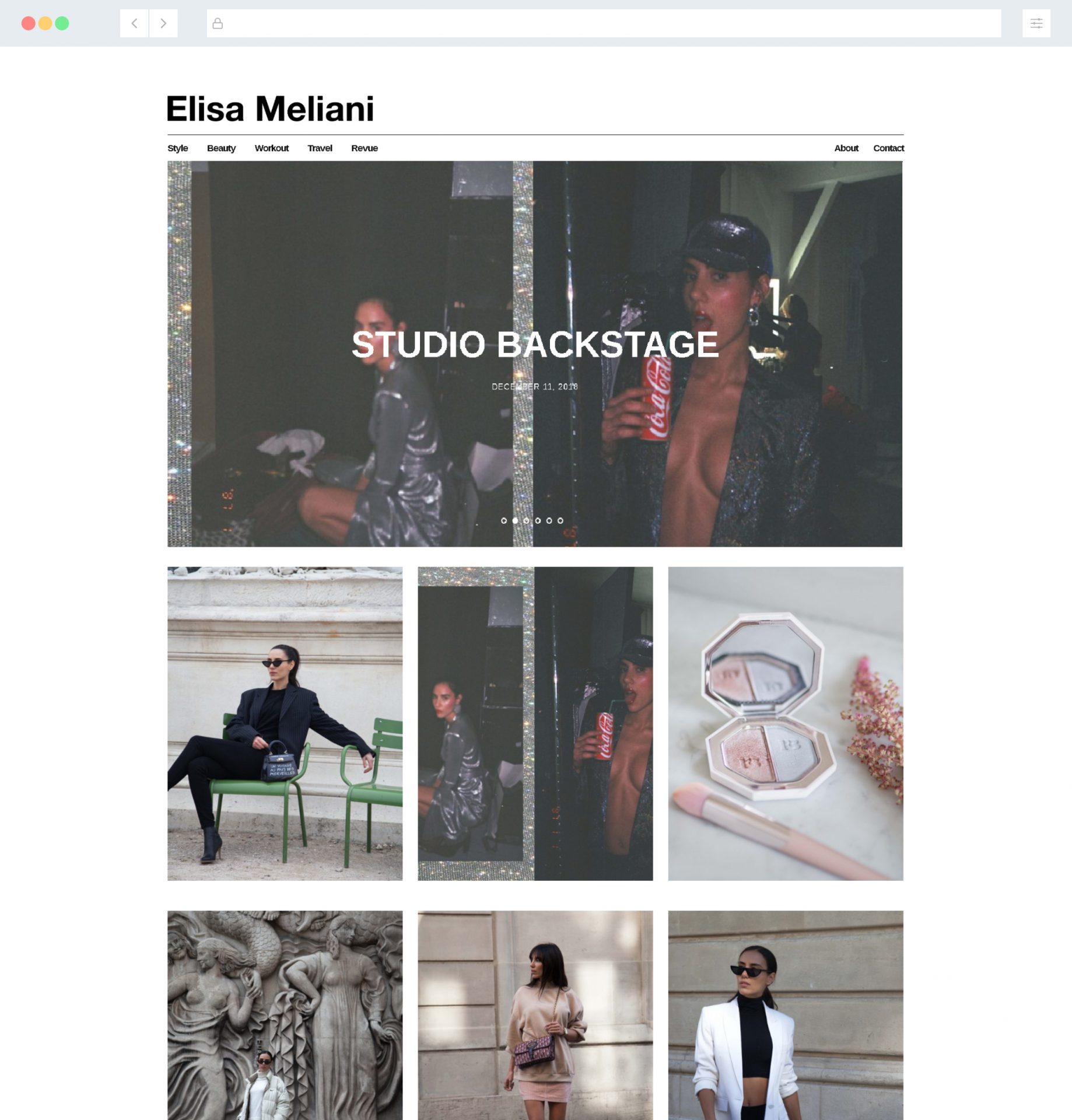 Page d'accueil du site web influenceur elisameliani.com