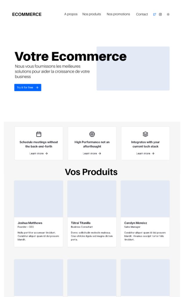 Maquette d'un site ecommerce